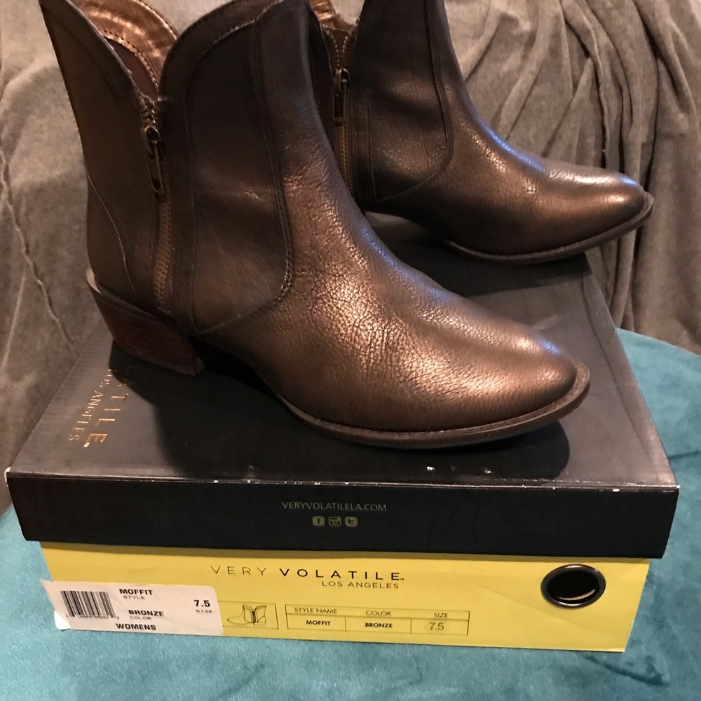 Very Volatile Booties in Bronze Size 7.5